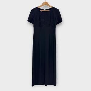 DW3 for David Warren Women’s Size 6 Black Crystal Bodice Midi Vintage Dress